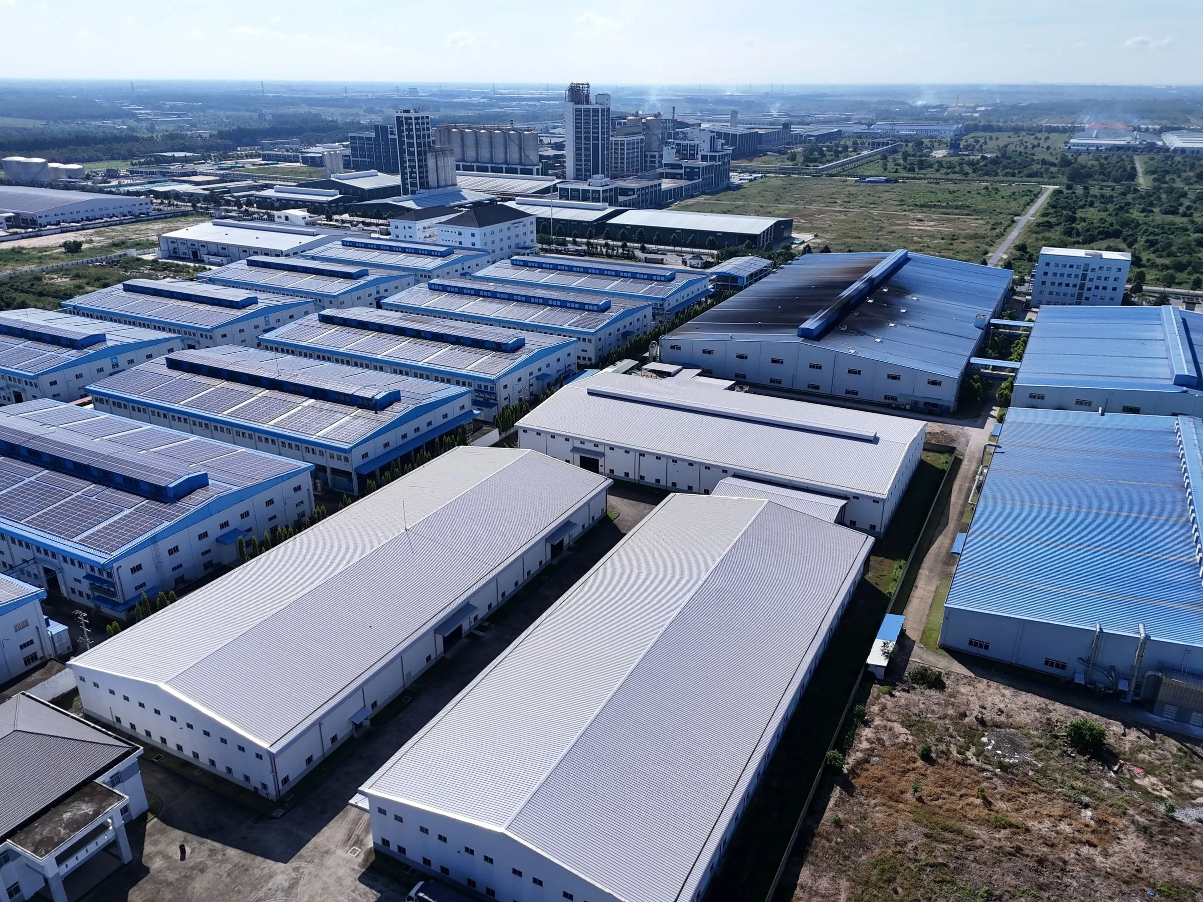 Aerial view of an industrial park in Thu Dau Mot, Binh Duong, Vietnam