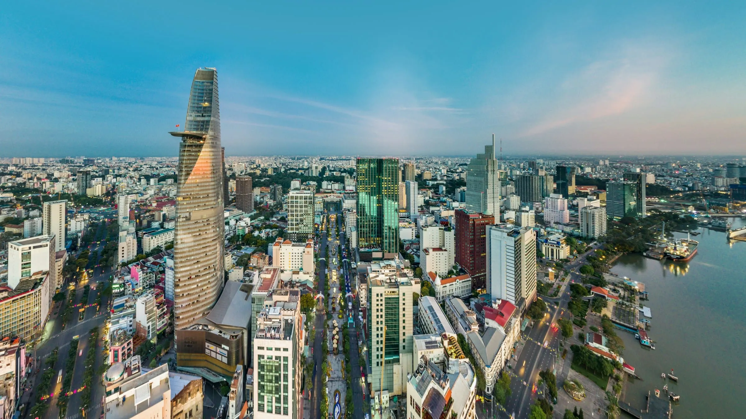 Ho Chi Minh City skyline beside the Saigon River