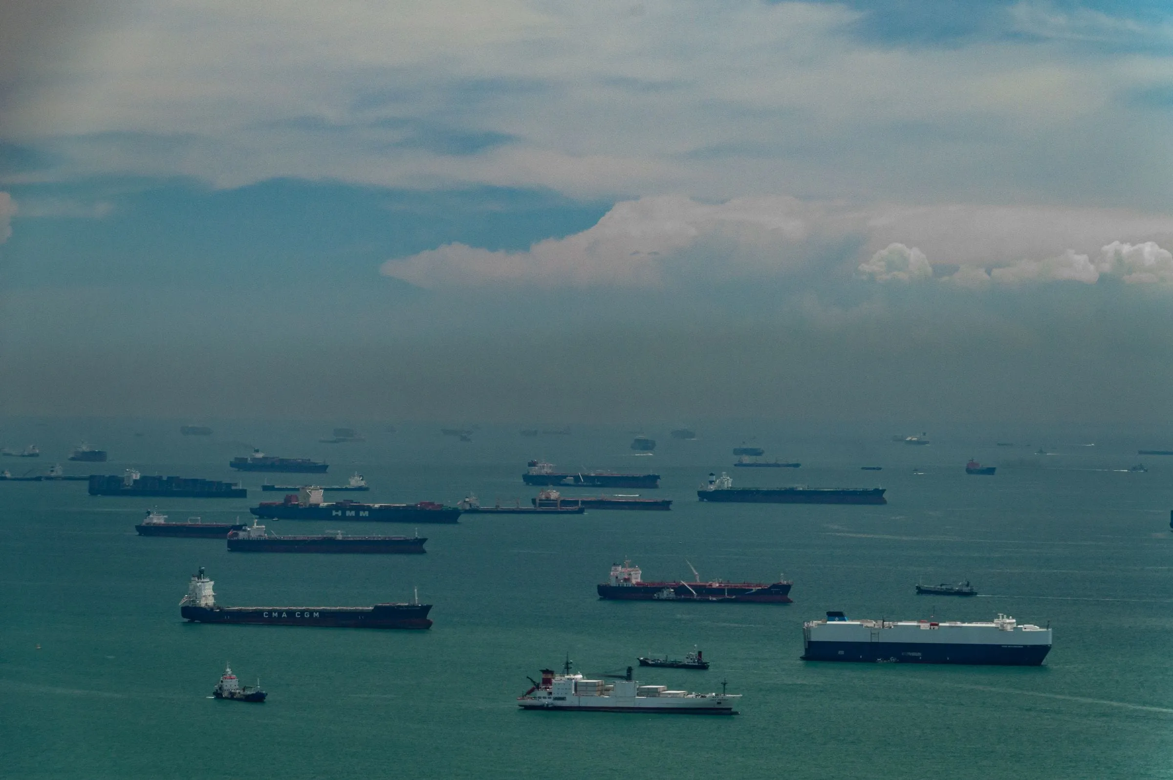 Cargo ships in the Singapore Strait